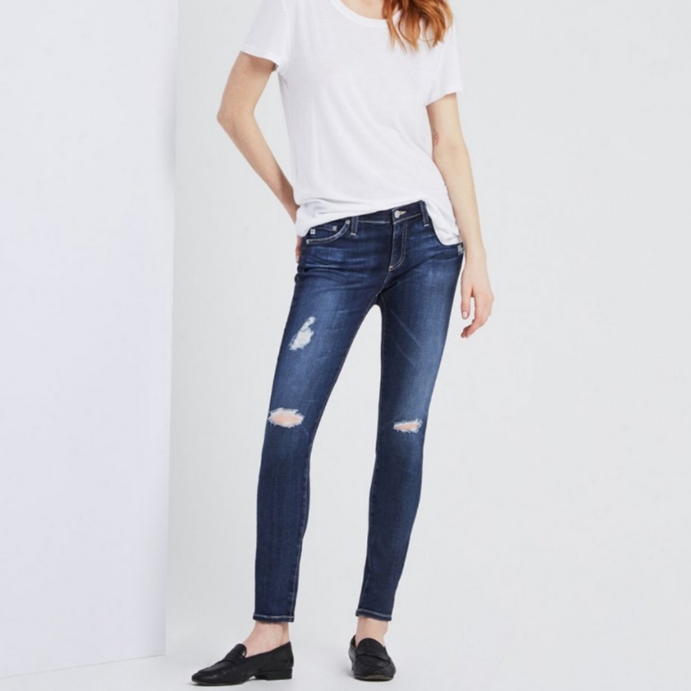 AG "The Legging" Ankle Distressed Skinny Jeans